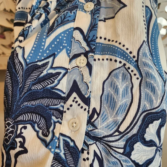 TORI RICHARD DRESS BUTTON DOWN BRAIDED BELT SHORT SLEEVES FLORAL NWOT SIZE SMALL - Picture 11 of 15